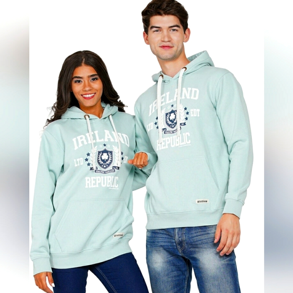 New! IRELAND REPUBLIC Unisex Hoodie. Sz XL. Light Blue. PRISTINE!
